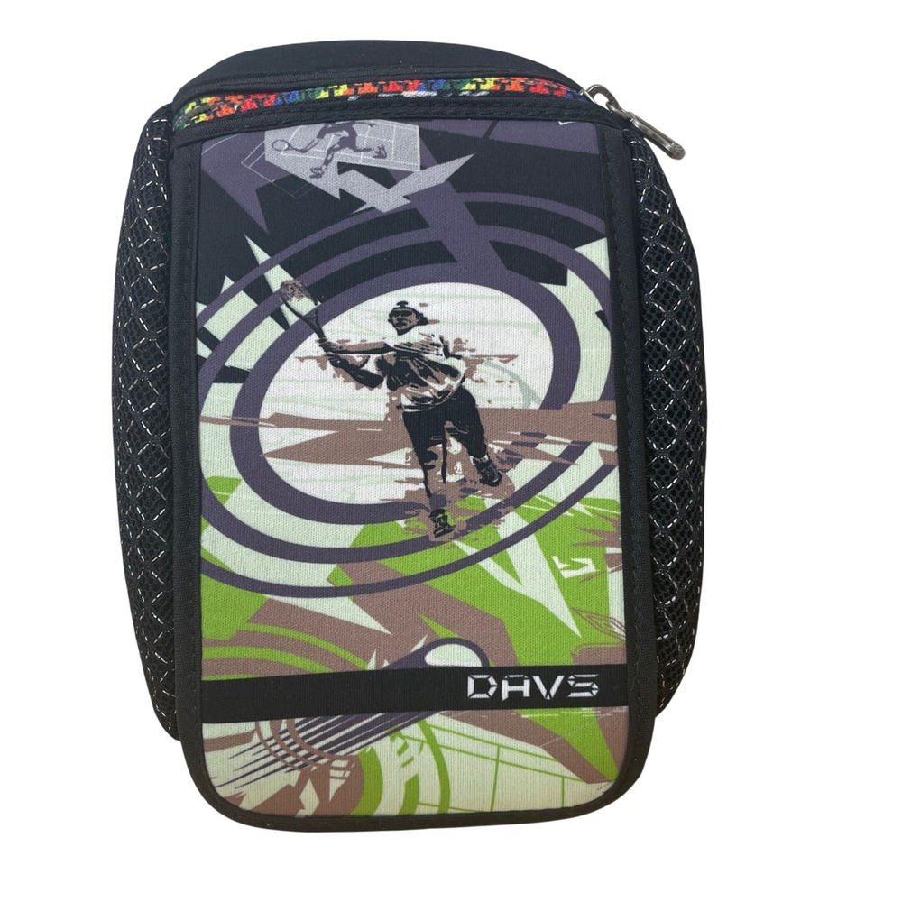 ECEEN DAVS Neoprene Pouch Green‎ Tennis Player Graphic Carabiner Strap